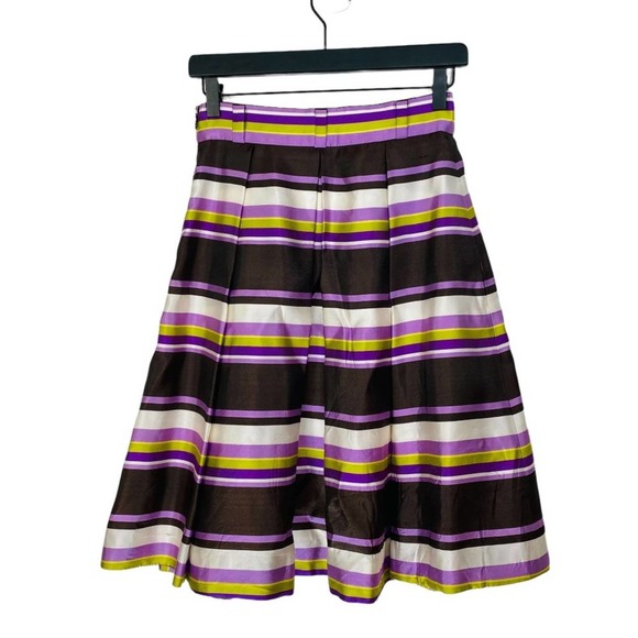 Kate Spade Skirt the Rules Silk Cream Striped A-Line Skirt 2 - Picture 5 of 11
